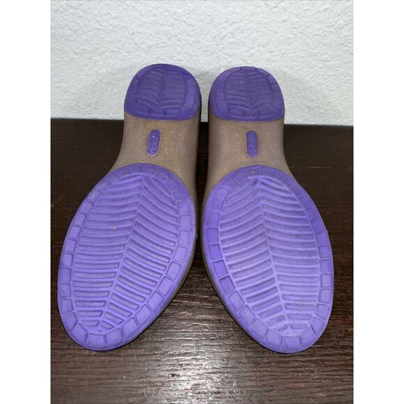 Womens Crocs Carlie Ballet Open Toe Flat Size 7 Dahlia Fuchsia Brown Purple - Picture 6 of 7